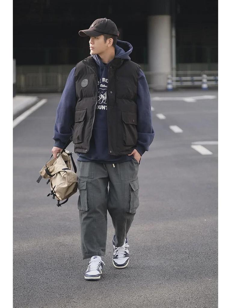 Men's American-Style Cotton Workwear Vest: Warm, Trendy Autumn/Winter Fashion Waistcoat