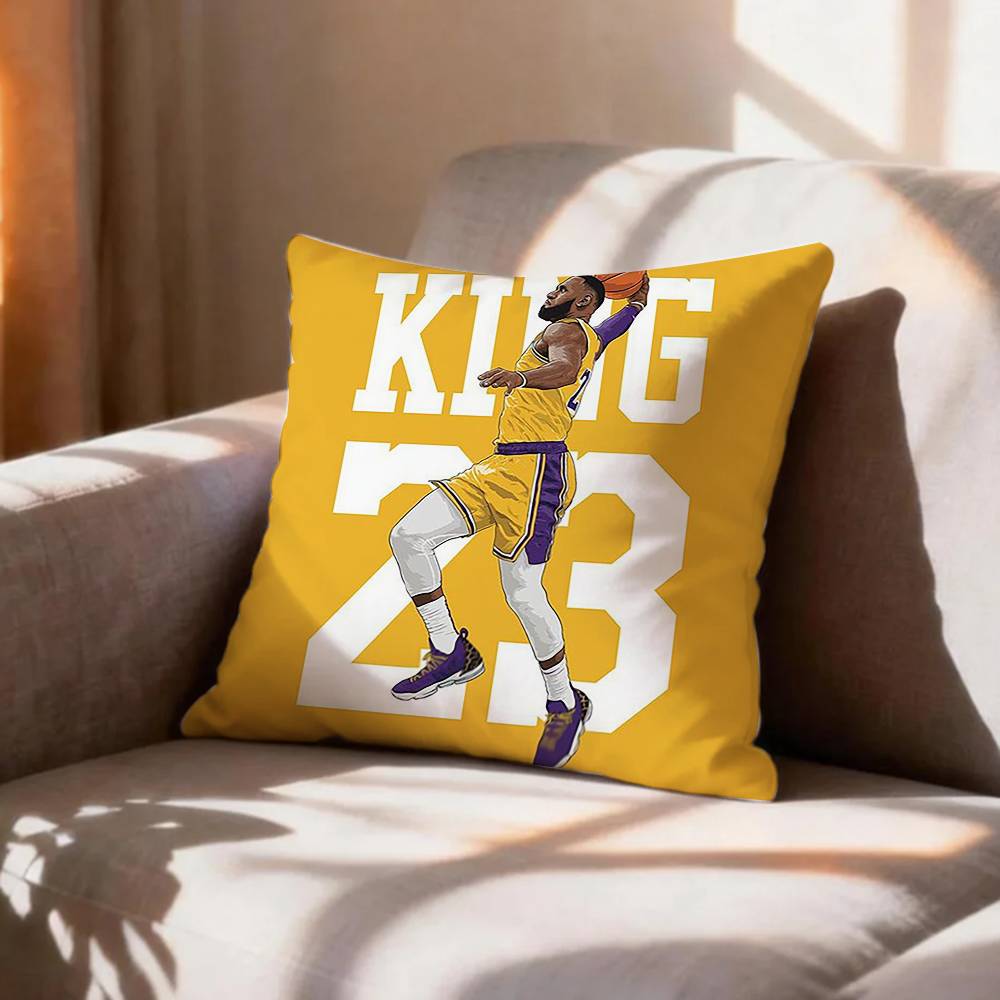 POP Basketball Player LLeBron James Pillow Case Pattern Printed Pillowcase For Living Room Sofa Cushion Cover