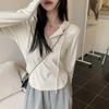 Women's Slim-Fit Hooded T-Shirt: 2024 Autumn/Winter Irregular Design, Long-Sleeved Casual Student Trend