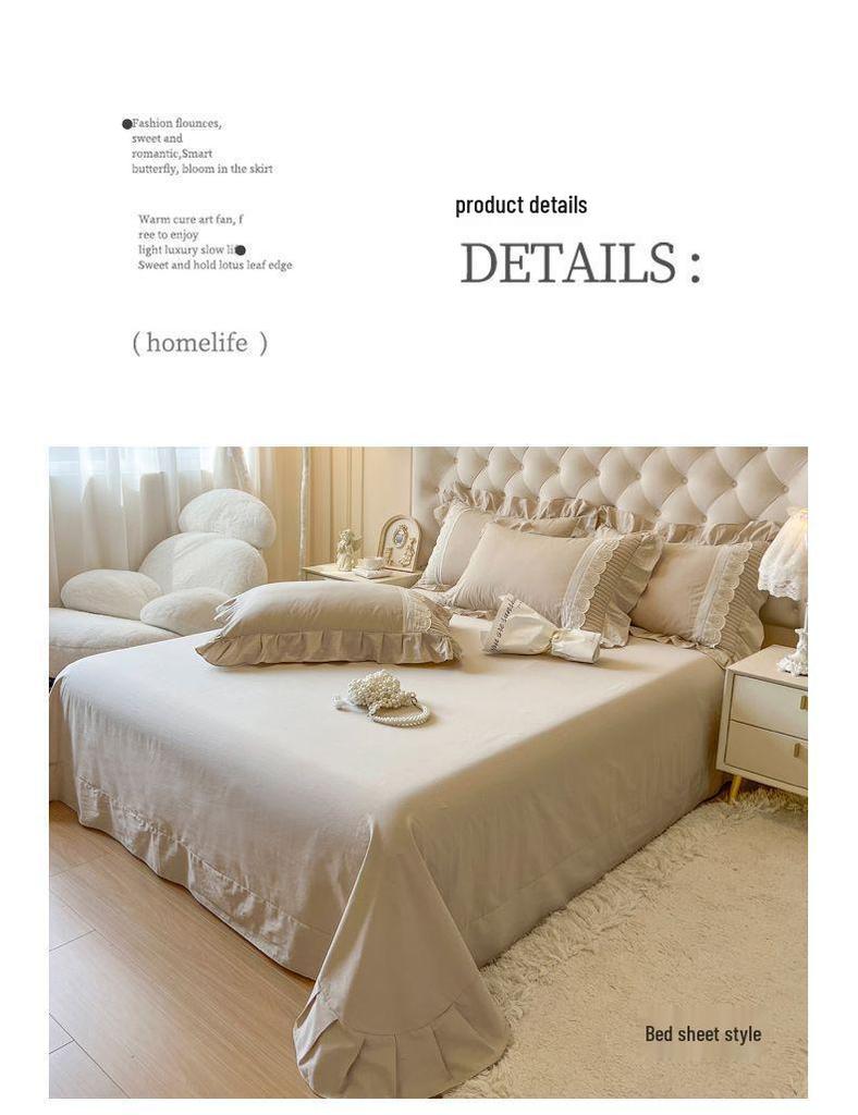 Хлопковый комплект постельного белья 2025 G5Z French Sweetheart - 4 предмета с простыней на резинке и покрывалом