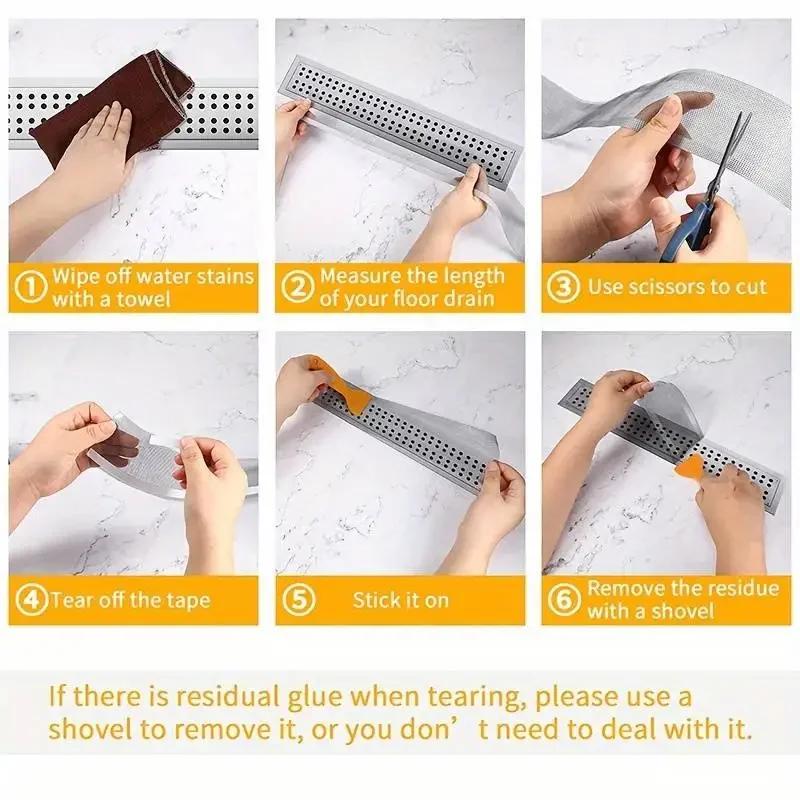 Подрезаемый слив для душа, улавливатель волос, самоклеящиеся наклейки для слива в полу, одноразовый сетчатый фильтр для раковины для ванной комнаты