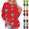 Женская мода повседневная с длинным рукавом рождественский принт круглый вырез длинный рукав топ