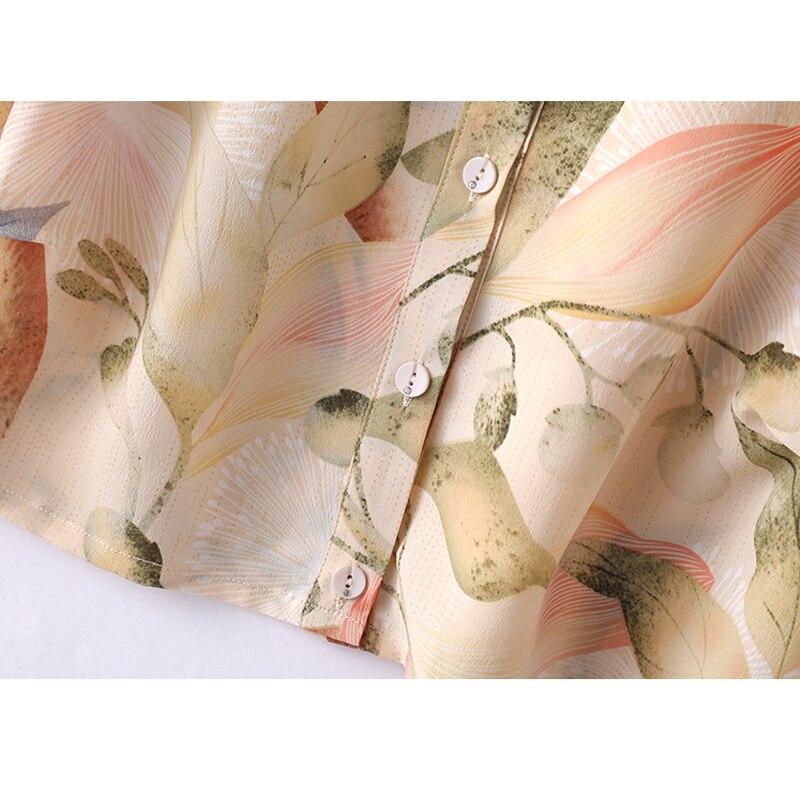 Лето 2023, рубашка с принтом, повседневная шелковая блузка, женская тонкая рубашка, винтажная свободная одежда с отложным воротником, топы Blusa Mujer 27261