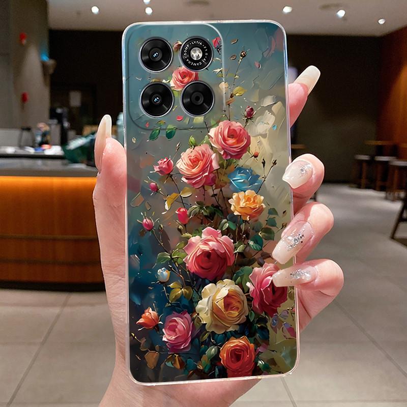 Phone Case For Motorola Moto G67 / Moto G77 Capa Coque Butterfly Bow Protective Casing Transparent Soft Silicone TPU Cover Funda
