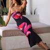 European and American Summer Strapless Printed Slim Fitting Temperament Sleeveless Sexy Hip Hugging Dress
