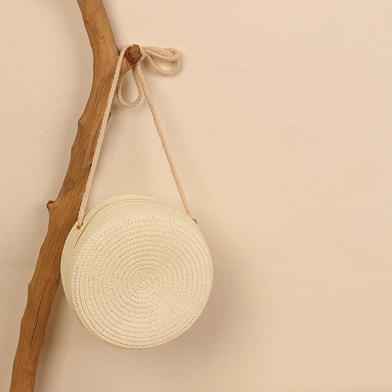 Модные круглые соломенные сумки для женщин, летние плетеные пляжные сумки, ручная работа, сумка через плечо, богемская сумка-мессенджер, сумка-тоут KTY