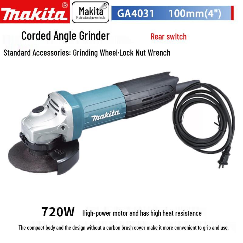 Углошлифовальная машина Makita 720 Вт 100 мм, штекер CN (адаптер в комплекте)