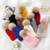 Winter Knitted Hats Removable Pom Thick Women Bobble Hat Faux Fur Ball Pom Pom Cap Acrylic Luxury Beanie Hat