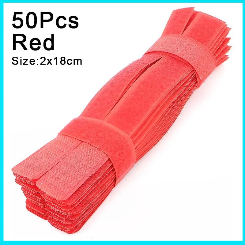 50PCS Reusable Cable Ties Hook and Loop Fastener Cable Tape Cord Tie Self-Adhesive Securing Straps Organizer Cable Management