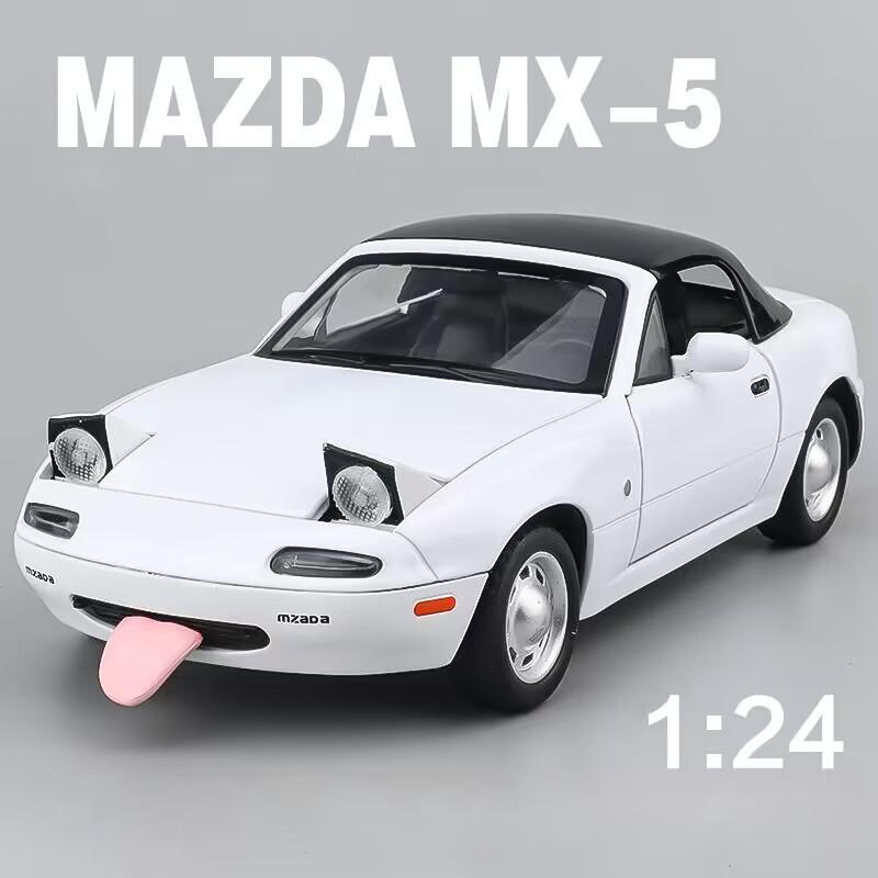 1/24 Mazda MX5 Модель легкосплавного автомобиля Звук и свет Инерционный механизм Детская игрушка Коллекционные предметы Подарок на день рождения