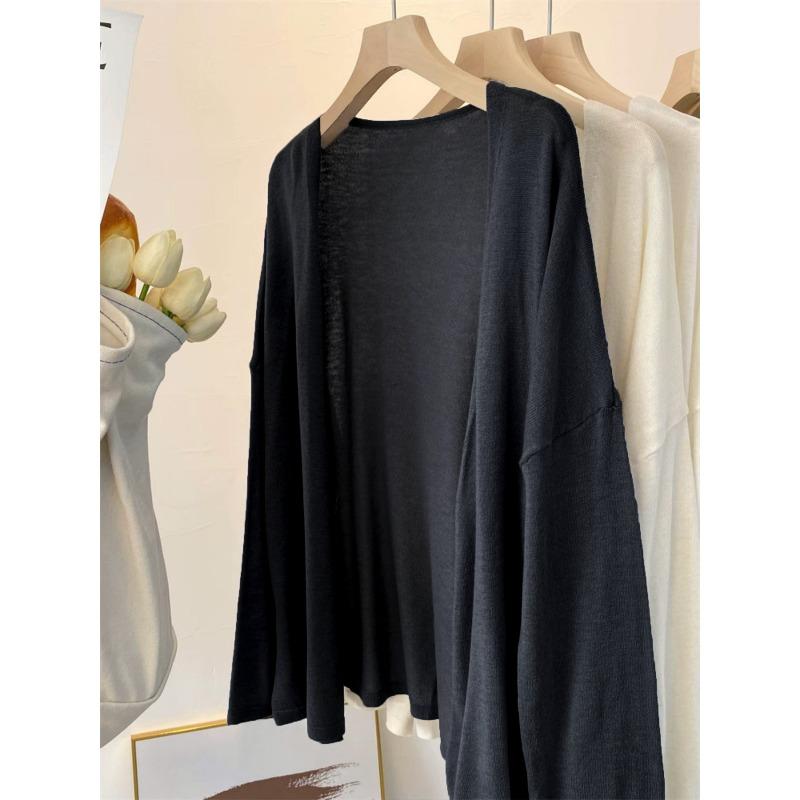 Кардиган вязаный ленивый ветер большого размера весна и лето тонкая блузка-солнцезащита темперамент куртка женская