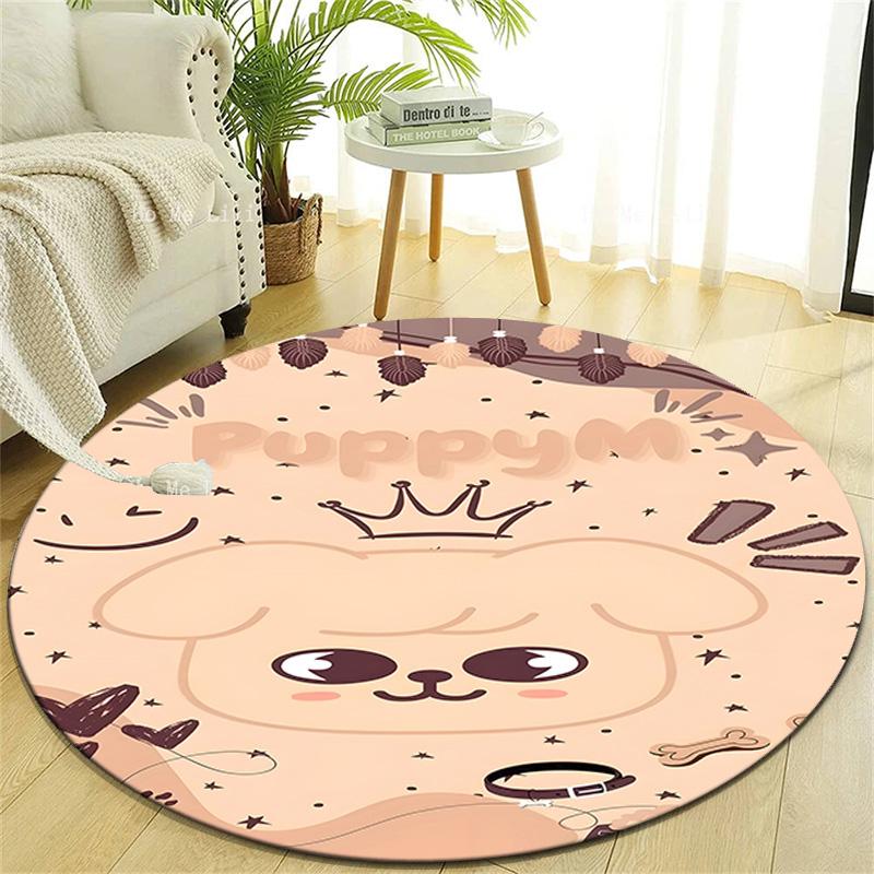 1pc Kpop Team8 Design Printed Area Round Carpet for Bedroom Living Room Home Decor Rugs Mat Non Slip Mat Rug for Bedside