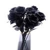 6 PCS Black Roses Artificial Flowers Fake Silk Flower Long Stem Artificial Black Rose for Halloween Home Wedding Party Decorations(Black)