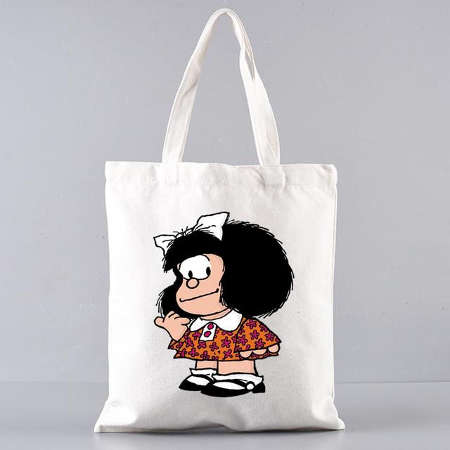 PAZ Mafalda Femme Harajuku, модные сумки с героями мультфильмов, сумки на плечо, повседневные сумки для покупок для девочек, женская элегантная холщовая сумка