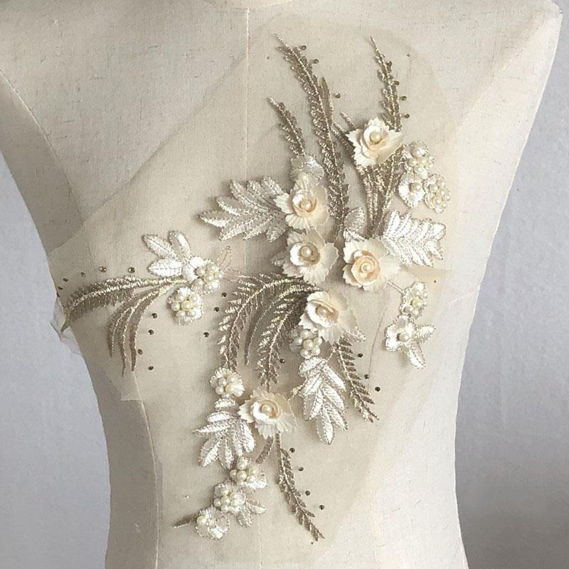 Тканевые наклейки, платье из бисера, танцевальная одежда, сетчатая ткань, вышитые украшения, нашивка, аксессуары, трехмерный цветок, стразы, кружево, свадьба