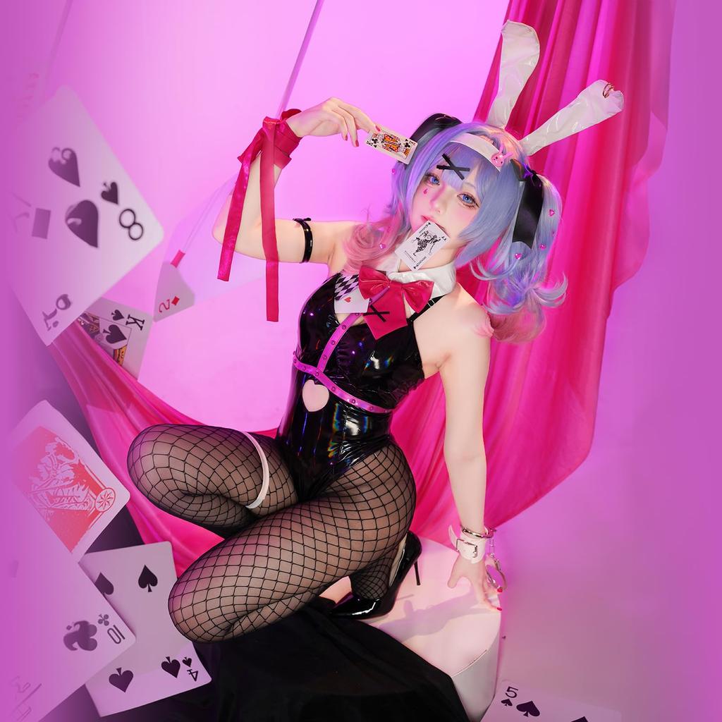 [Milky Time] Косплей Хатсунэ Мику на Хэллоуин, Костюм Девушки-Кролика, Кроличья Нора с париком (M)