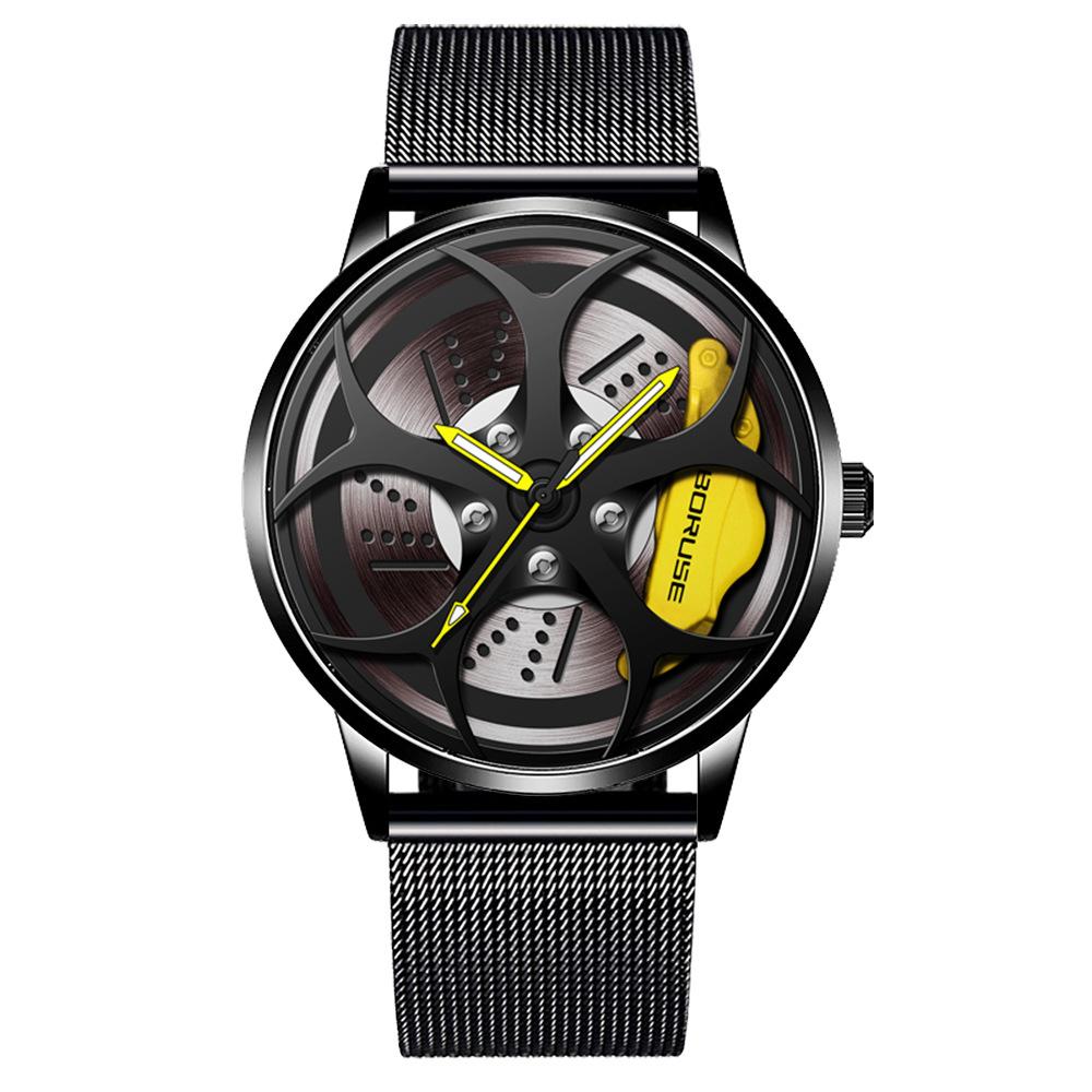 Модные мужские часы для бизнеса, контурные часы, мужские часы с сетчатым ремешком из нержавеющей стали, кварцевые часы, спортивные часы