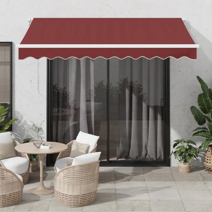 VidaXL Manual Retractable Awning with LED Bordeaux 300x250 Cm, Awning, Door Awning, Garden Awning, Blind, Awning of 3214969