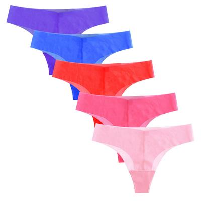 Seamless Mesh TT214S5 Women's T-Back Underwear, 5-Piece Set, See-Through Innerwear, (5-Piece Set, J)