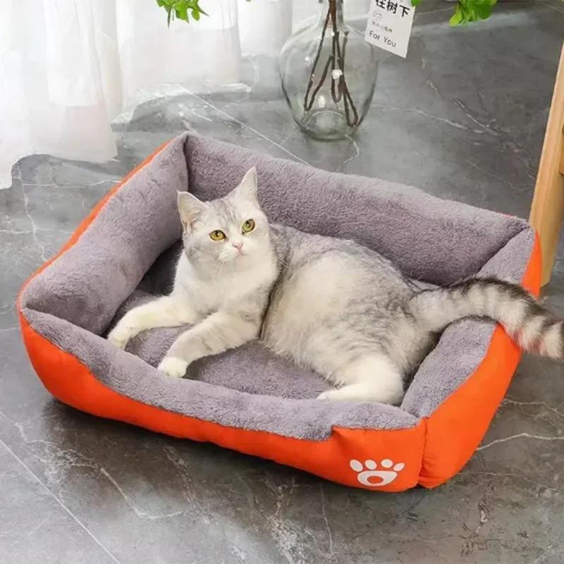 Гнездо для кошек и собак, большое, розового цвета, теплое и удобное, мягкое, хлопковое, водонепроницаемое, диван-кровать, универсальное для кошек и собак