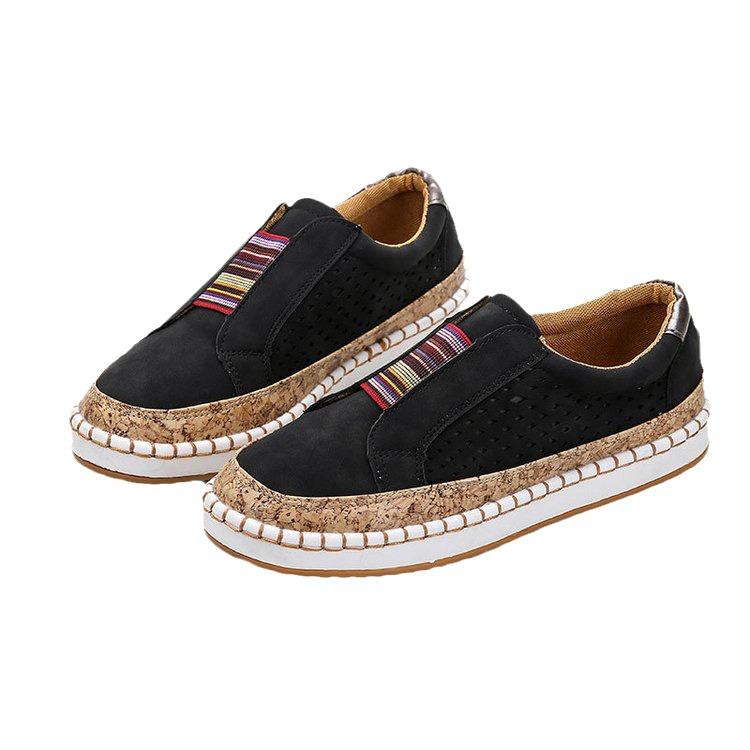 Женские мокасины большого размера на плоской подошве в тон - европейский и американский стиль, спортивная повседневная обувь без застежек на толстой подошве