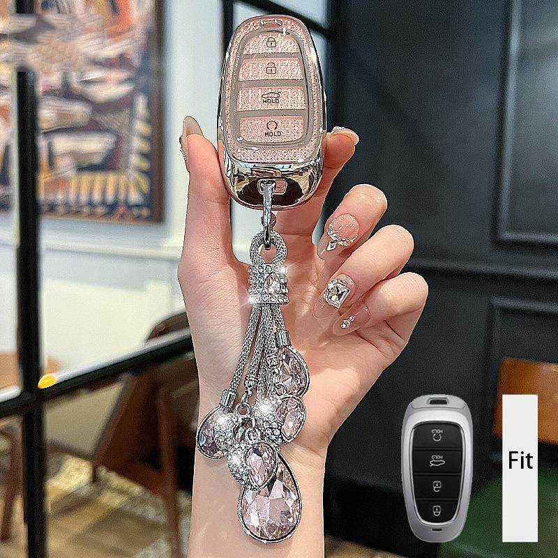 Diamond Pink For Hyundai Tucson Solaris Sonata Hybrid NEXO NX4 Santafe Dn8 Remote Key Case Cover Fob Accessories