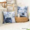 Painted Blue Creative Cushion Cover Summer Linen Pillow Case Organic Fabric Cushion Cover DoubleSided Sofa Home Decor