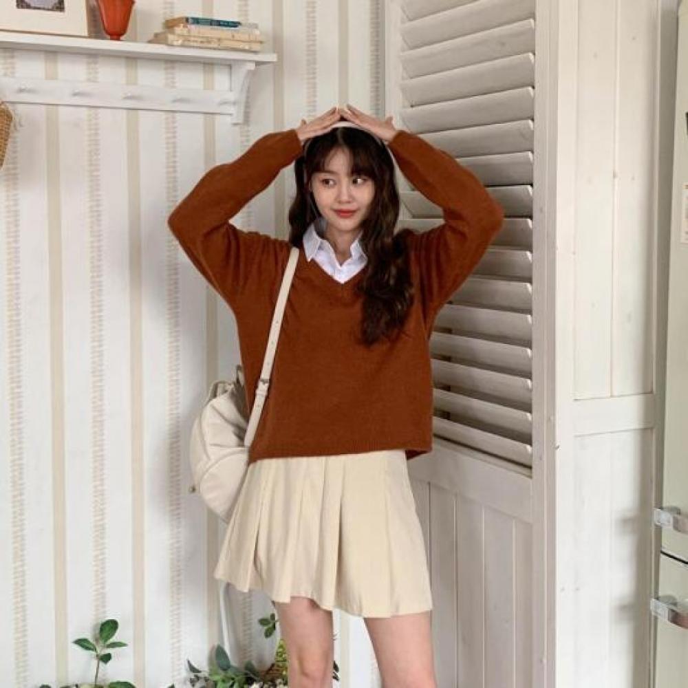 New Arrivals Open Run Pleated Corduroy Mini Skirt For Short Girls
