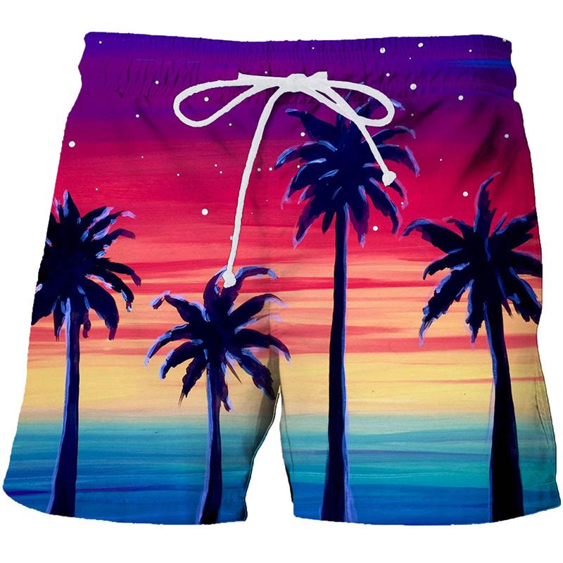 Parrot Palm Cocoanut Tree Beach Shorts Men Summer Short Pants 3D Flora Printed Board Trunks Swimsuit Woman 2023 homme Ice Shorts