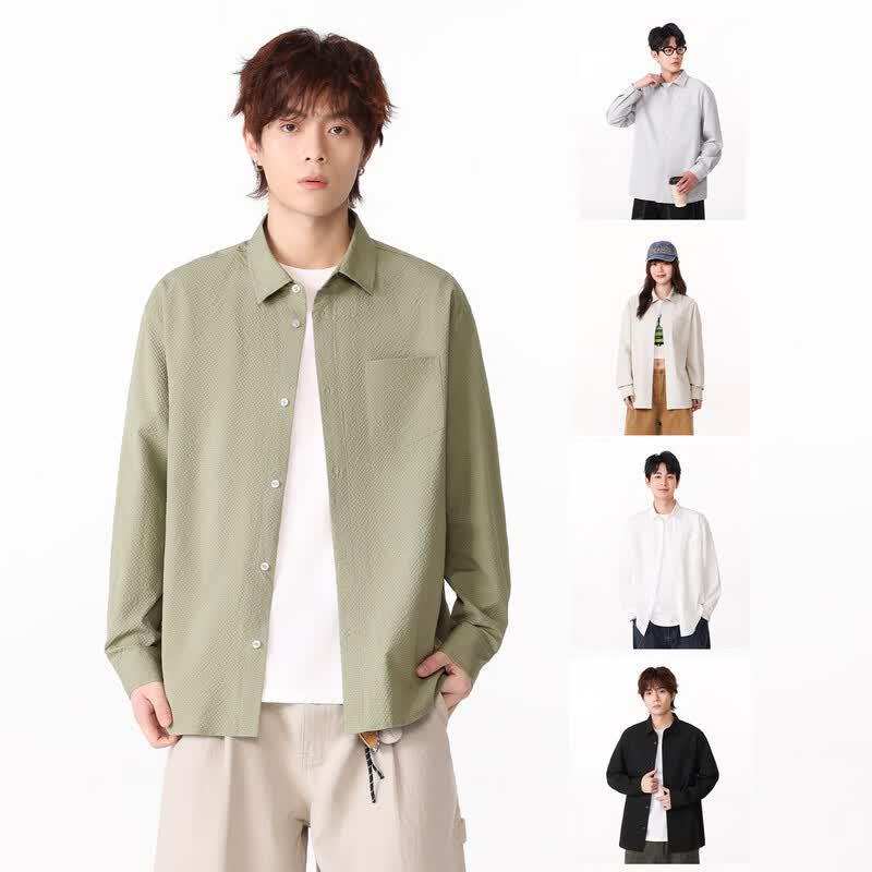 Warrior Men's Casual Long-Sleeve Textured Shirt