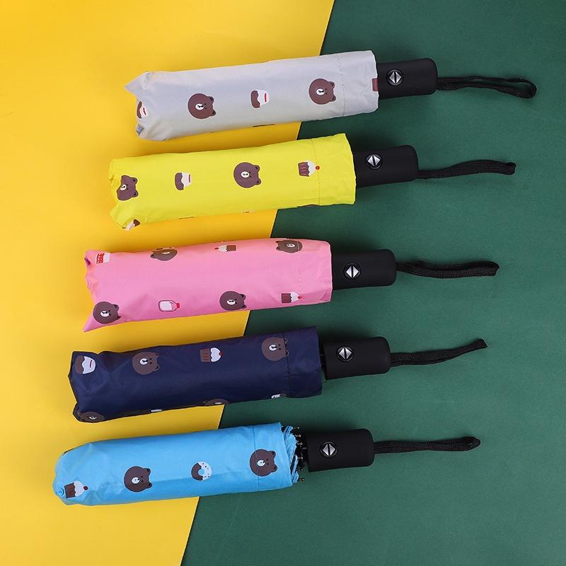 Full automatic sunshade black glue sunscreen umbrella female sunny and rainy automatic umbrella cartoon sunshade