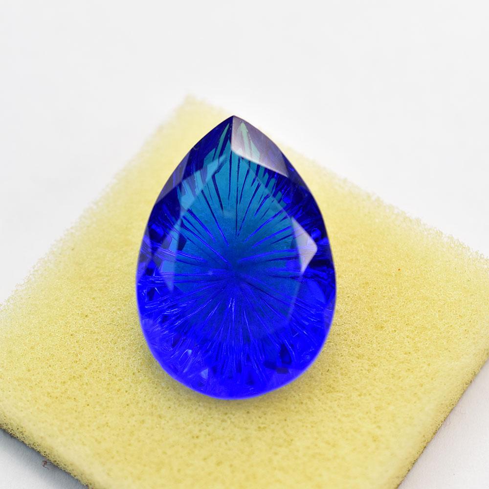 Lab-Created Blue Tanzanite Loose Gemstone 54.35 ct Pear Cut for Collection for Jewelry Designs