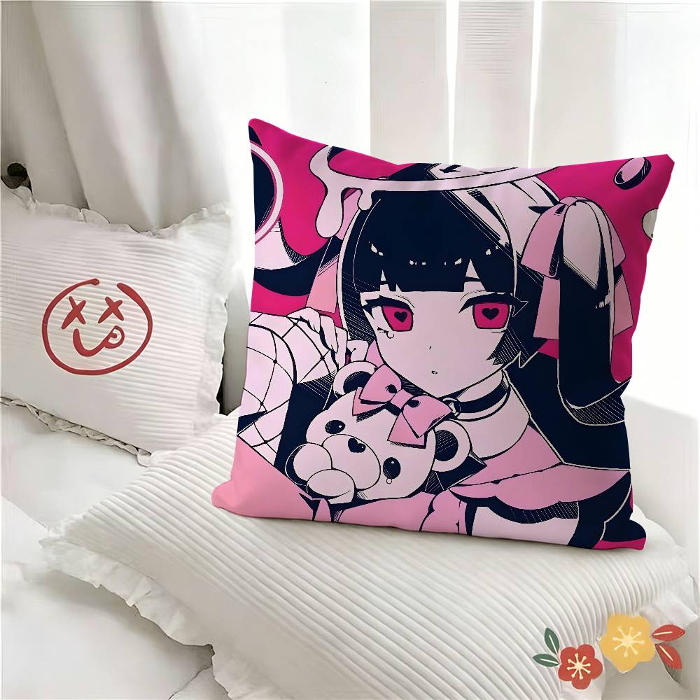 pc Jirai Kei Fashion Beautiful Girl Anmie Pillow Case Fashion Square Pillowcase Bedroom Sofa Room Ins Decoration Leisure
