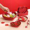 Red Heart-Shaped Plate Love Fruit Plate Festive Red Wedding Plate Snack Cake Snack Plate Chinese Wedding Red Plate