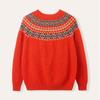 Europe, America, autumn and winter new Fair Island pattern sweater jacket round neck long sleeve loose knitted sweater women's top