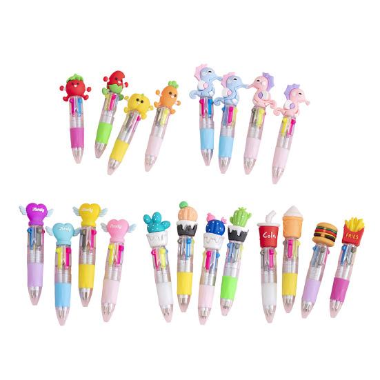 4 шт. Рождественские шариковые ручки с забавными топперами 4 цвета Нажимная ручка Выдвижные пишущие ручки