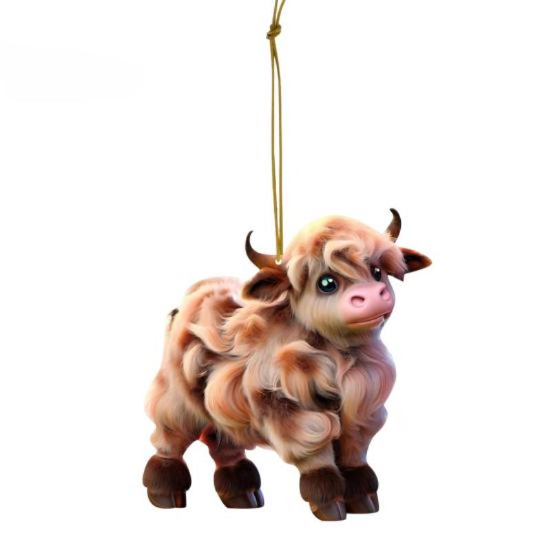 Christmas Cow Pendant Durable Acrylic Adorable Cow Ornament for Christmas Tree Decoration Party Favor CDN