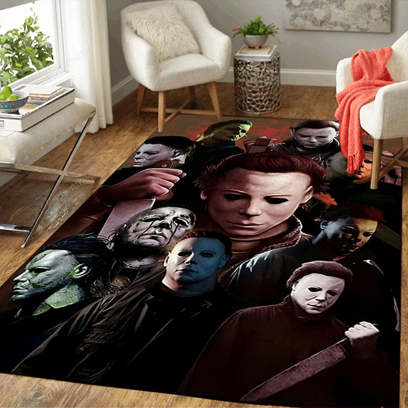 1Pc Halloween Horror Icons Rug, Office Carpet Indoor Outdoor Doormat, Non-Slip, Comfortable, Living, Christmas Halloween, Xmas Gift L1293