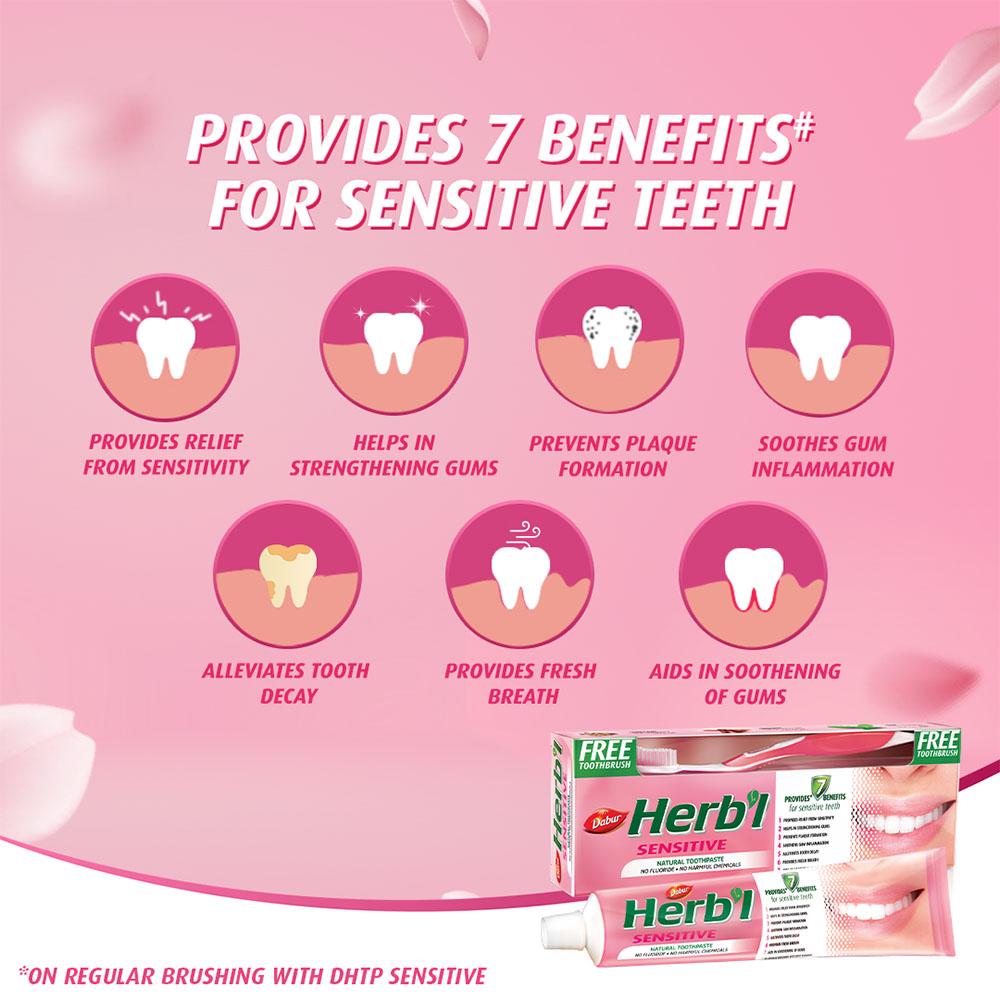 Sensitive Teeth Toothpaste 150g + FREE Toothbrush Dabur HERB'l