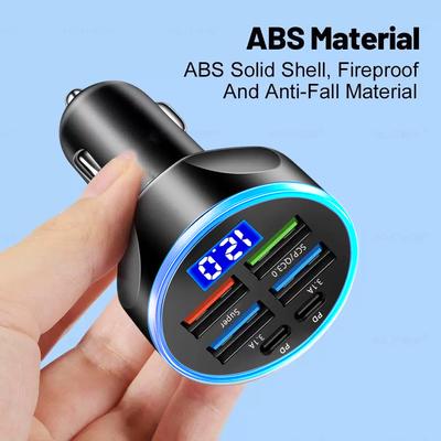Автомобильное зарядное устройство 250 Вт 6 портов Быстрая зарядка PD QC3.0 USB C Зарядное устройство для телефона Type C Адаптер в автомобиль для iPhone Samsung Huawei Xiaomi