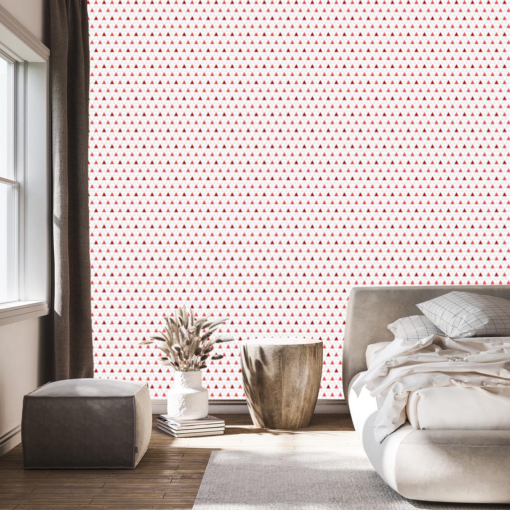 Triangles wallpaper white and coral for living room and bedroom 50x1000