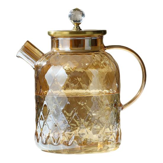 Кувшин для воды Yousheng, графин для холодного заваривания чая, термостойкий чайник с алмазной огранкой, стеклянный чайник для воды для холодного чая