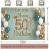 50th Birthday Party Backdrop Gold Green Polyester Banner Photo Booth Decoration