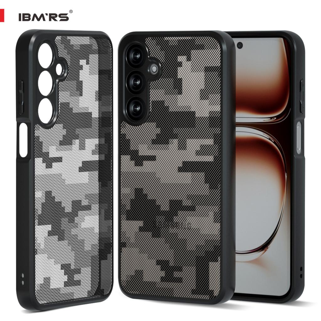 (Comes with wrist strap)IBMRS Genuine Official Stand for Samsung Galaxy M35 Case,Shockproof Matte Translucent Phone Case, Camo Black