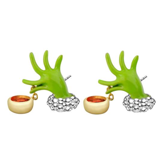 1 Pair Women Earrings Festive Fun Green Cartoon Ear Stud Unique Stylish Christmas Jewelry for Holiday Decoration