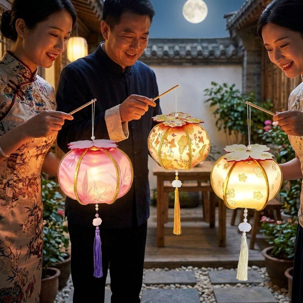 Traditional Chinese Persimmon Light with Tassel Portable Glowing Lamp Festival Gift