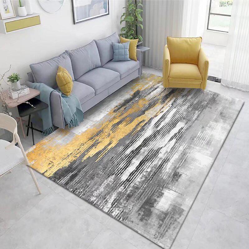 Modern Light Luxury Abstract Carpet Large Living Room Art Ink Pattern Rug Fluffy Soft Bedroom Bedside Rug Washable Kitchen Mat
