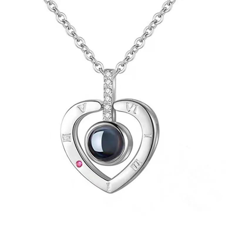 Серебряное ожерелье S925 - Проекция «Я люблю тебя» на 100 языках, Не тускнеющее, Бестселлер, вдохновленный TikTok, для женщин