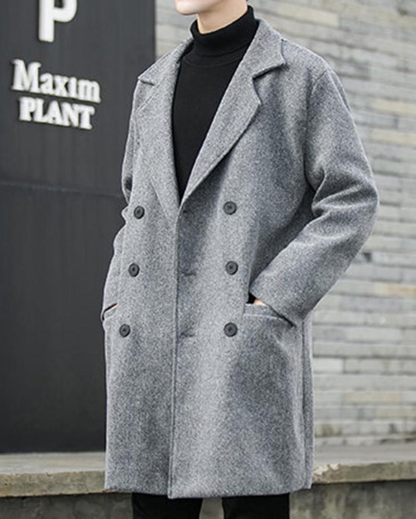 JHIJSC Long Chesterfield Business Solid Plus Size Men's Coat, Autumn/Winter, Style, Color, Stylish, (2XL, Gray)