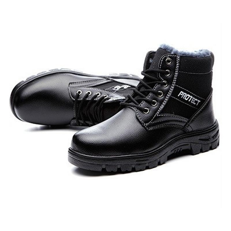Зимние теплые высокие мужские ботинки, противоударные и антипрокольные рабочие ботинки, удобные бархатные противохолодные хлопковые ботинки для улицы